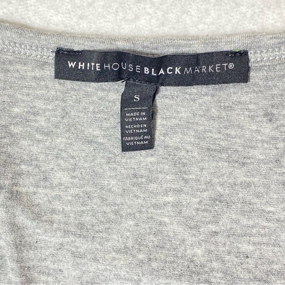 White House Black Market Top Womens S Shimmery Gray V-Neck Short Flutter Sleeve - Picture 8 of 11